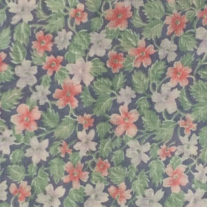 Pink Blue and Green Floral Fabric, 1980s Fabric