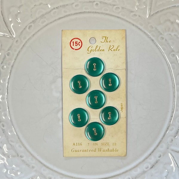 Vintage Green Buttons on Cards, The Golden Rule