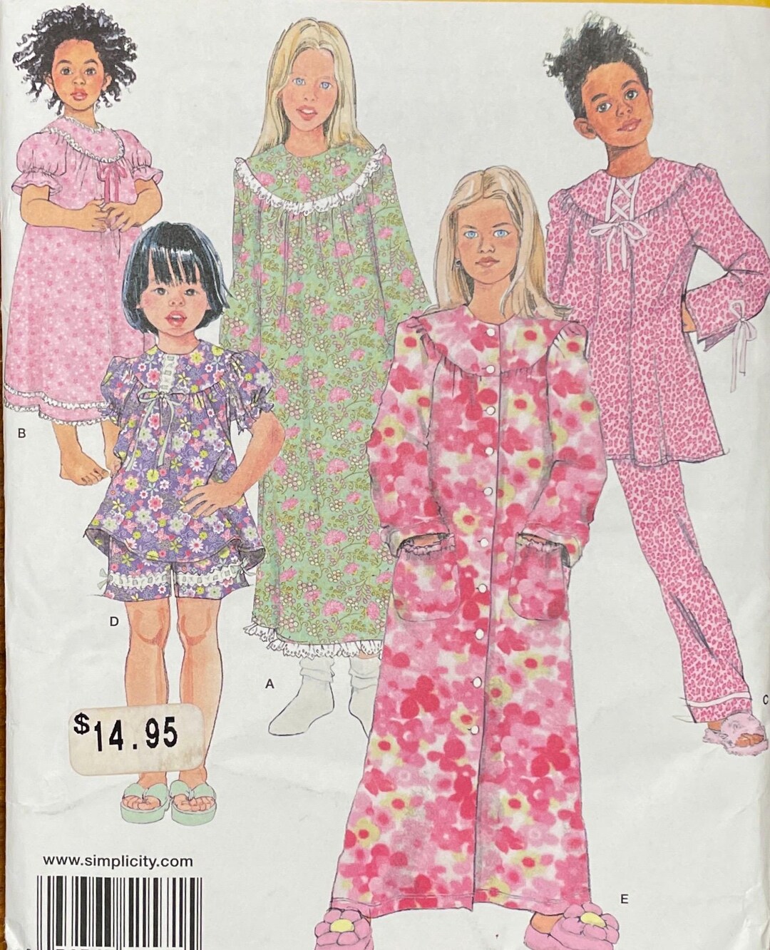 Girls Pajama Gown and Robe Pattern UNCUT Simplicity 1571 Size 3 6