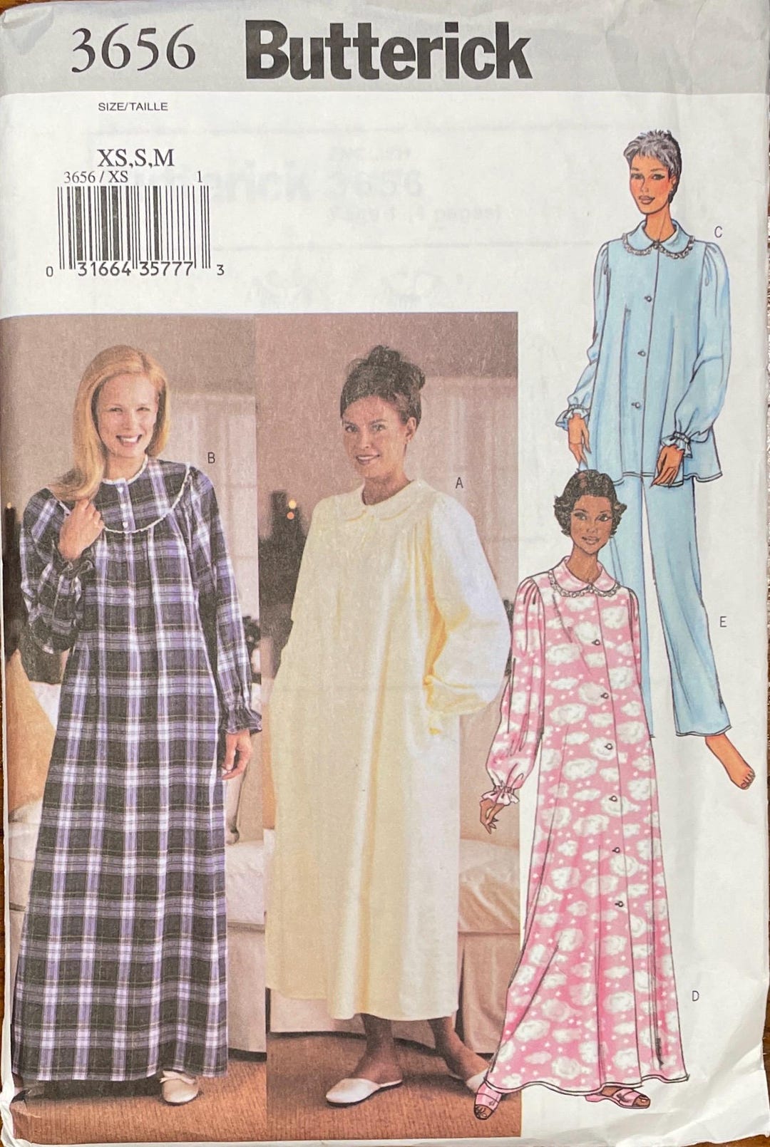 Vintage Nightgown and Pajamas Pattern, Butterick 3656, UNCUT - Etsy