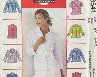 Patrón de blusa sencilla con botones delanteros, McCalls 3541, CORTADO