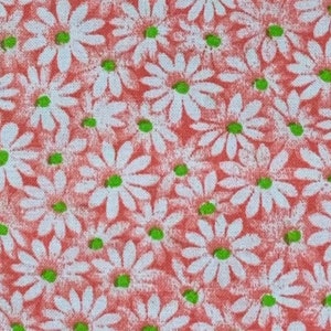 100% Cotton Coral Daisy Fabric By The Yard, Pink, Crazy Daisy