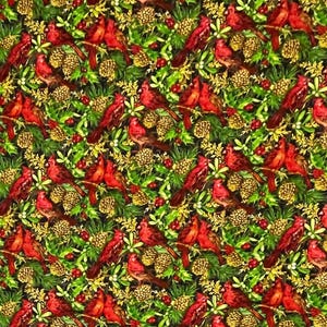 Christmas Bird Cotton Fabric