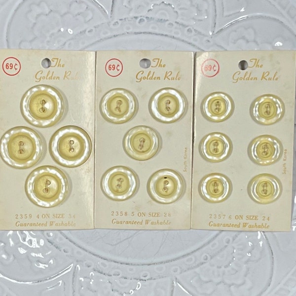 Vintage Pale Yellow Carded Buttons, The Golddn Rule