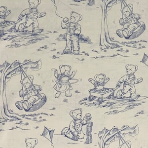 100% Cotton Teddy Bear Toile Fabric, Nursery, Teddy Bears All Over,