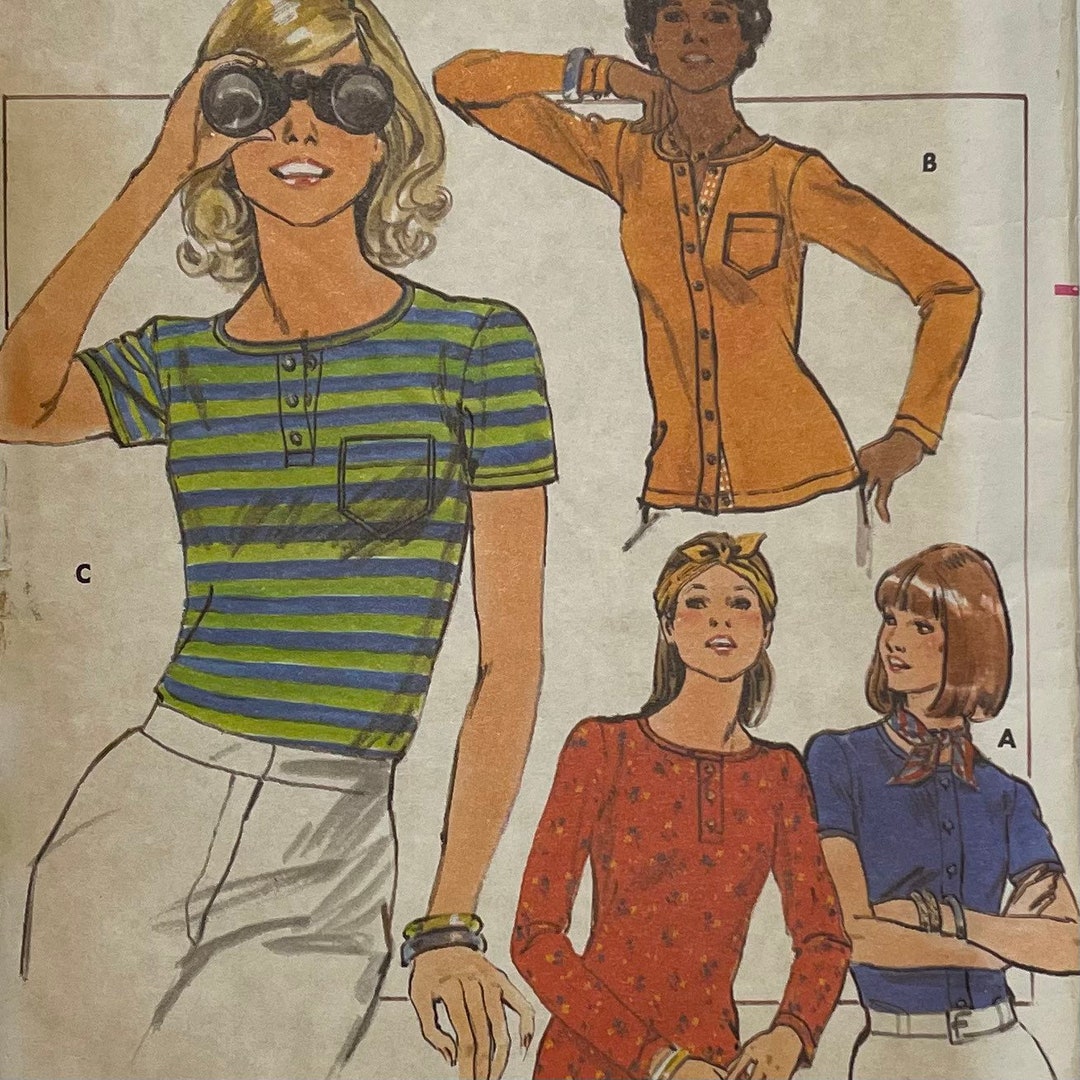 Vintage Misses Knit T Shirt Pattern, Butterick 4932, UNCUT Vintage Misses Knit T Shirt Pattern, Butterick 4932, UNCUT