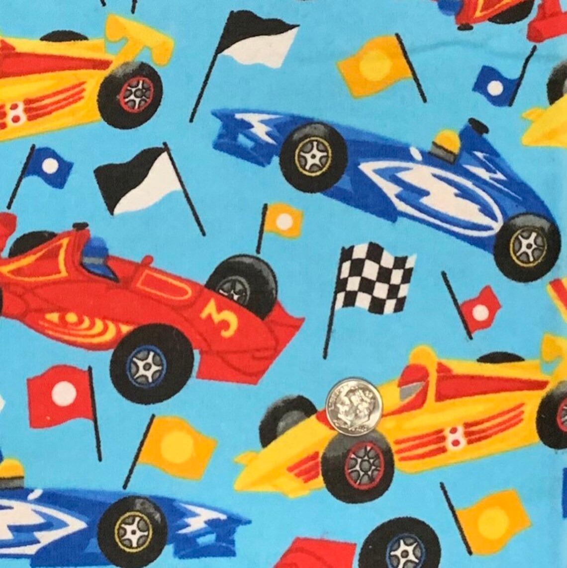 Cotton Race Car Fabric Drag Racing Childrens Matchbox Car Etsy