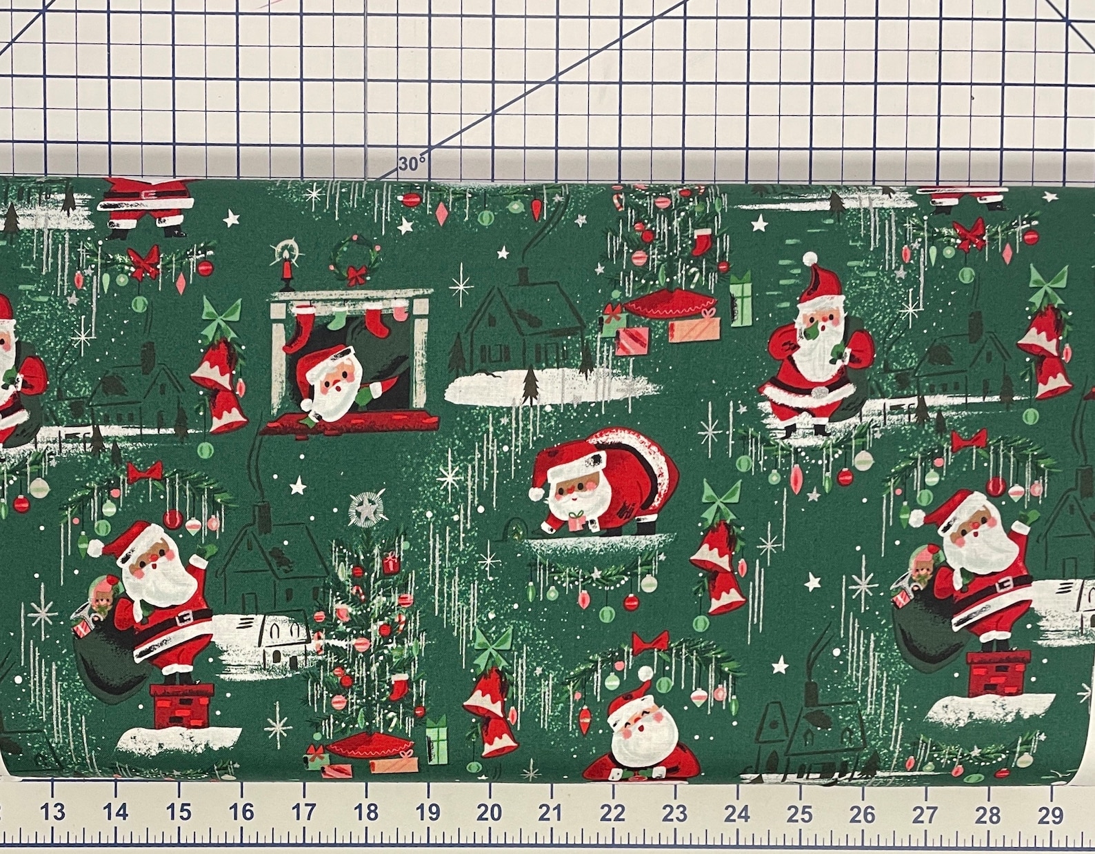 Santa Claus Cotton Fabric, Twas, Riley Blake, Silver Metallic Accents ...