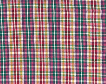 Pink and Purple Seersucker Cotton Fabric, Woven, Plaid, Apparel, Summer