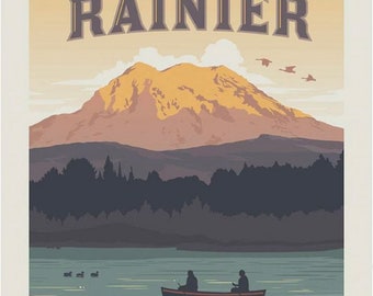 100% Cotton Rainier National Park Fabric Panel, Washington State