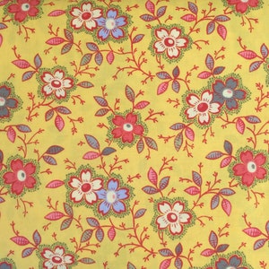 100% Cotton Yellow Floral Fabric By The Yard, Flower Power, Happy, Calico