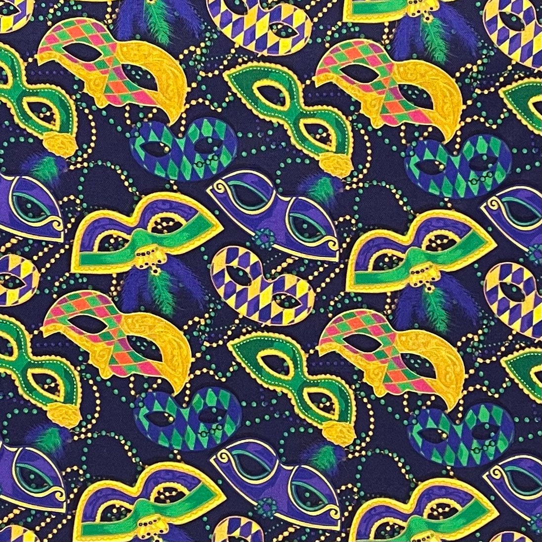 Cotton Fabric - Novelty Fabric - Mardi Gras Masks Festive New Orleans  Holiday Mask Purple - 4my3boyz Fabric