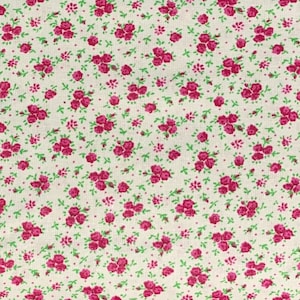 Pink and White Small Print Calico Fabric, Rose, Floral image 1