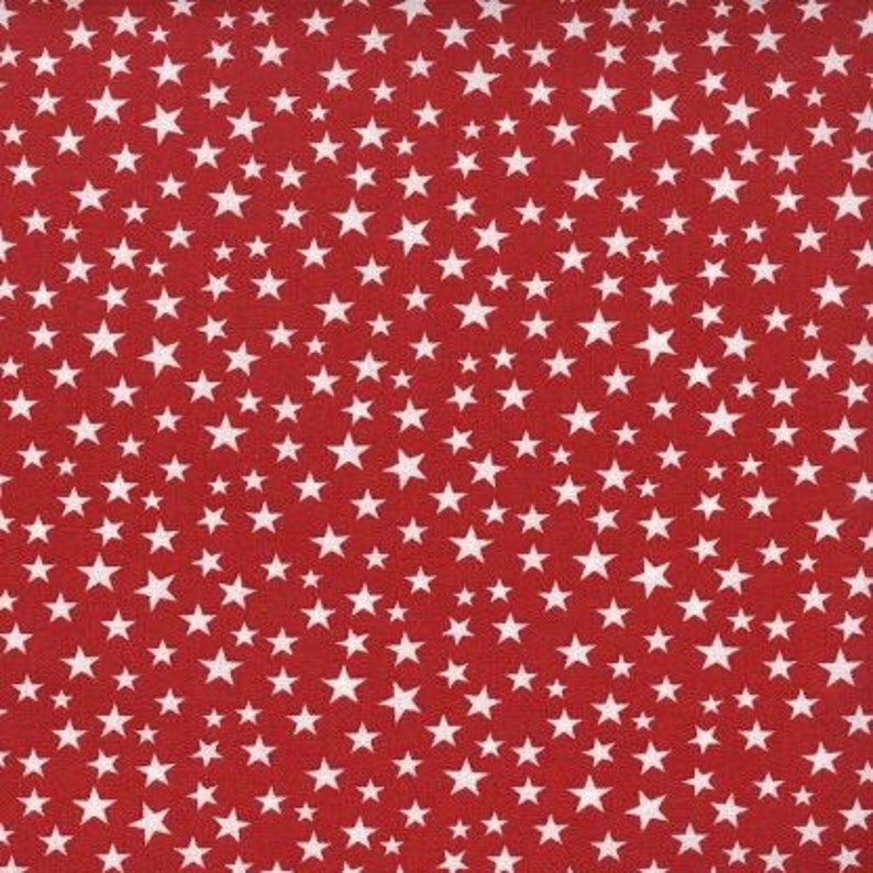 100% Cotton Red and White Star Print Fabric By The Yard, Patriotic, Calico image 1