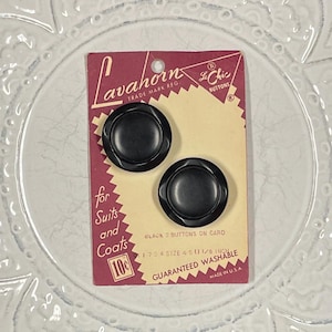Vintage Black Buttons on Original Card, Lavahorn, Le Chic Buttons