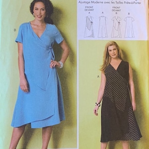 Womens  or Misses Wrap Dress Pattern, Loose Fitting, Flared, Butterick 6359, UNCUT