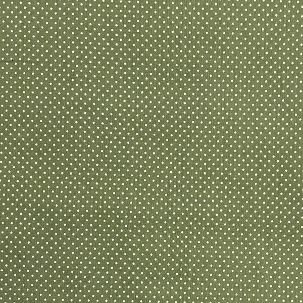 Olive Green Dotted Swiss Fabric, Flocked