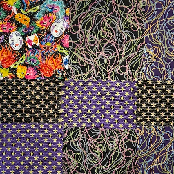 Mardi Gras Cotton Fabric Lot