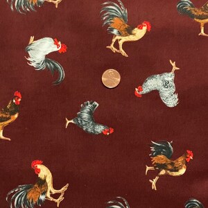 100% Cotton Chicken Fabric by the Yard, Rooster, Barnyard, Farm, Ranch ...