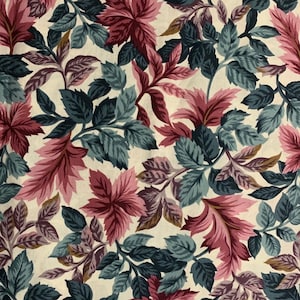 Vintage Green And Pink Floral Cotton Fabric, Calico, Hoffman California