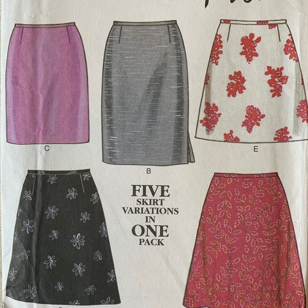 Easy Straight Skirt Pattern, Pleated, Zipper, New Look 6843, Partially Cut To Size 8
