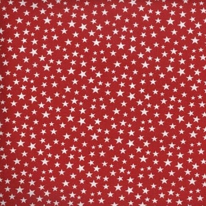 100% Cotton Red and White Star Print Fabric By The Yard, Patriotic, Calico image 2