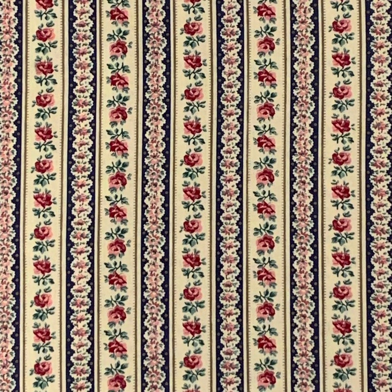 Pink Rose Cotton Fabric Floral Cotton Fabric Pink Rose Fabric Vintage Floral Fabric Vintage Rose Fabric