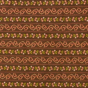 Brown and Pink Floral Striped Cotton Fabric, Andover Fabrics