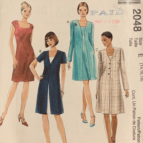 Easy Fitted Dress Pattern, McCalls 2048, UNCUT