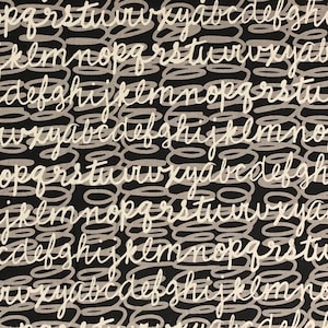 Black and White Alphabet Cotton Fabric, Scribble Script, Benartex