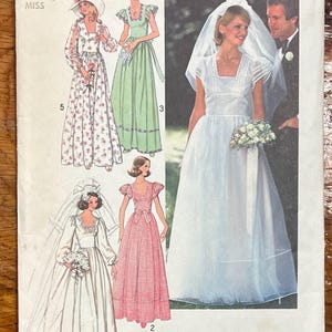 Vintage Easy Wedding Dress Pattern, Vintage Bridesmaids Dress, Simplicity 7886, UNCUT