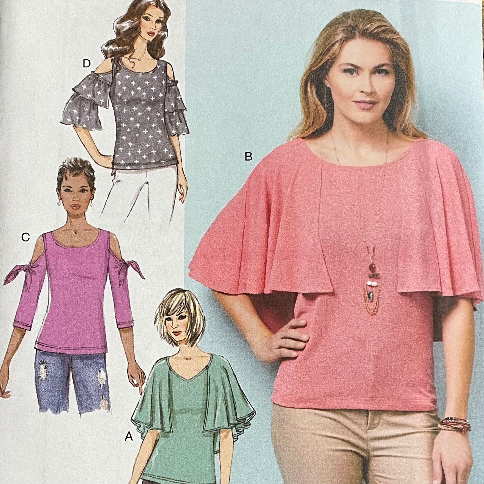 【suzen】Butterwing Lettering Overfit Top Close Fitting Knit Top Pattern, Pullover, Butterick 6560