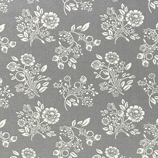 Gray Floral Fabric Etsy