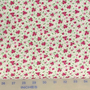 Pink and White Small Print Calico Fabric, Rose, Floral image 3