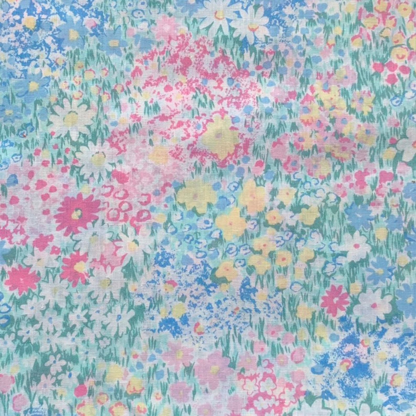 Tela Algodón 100% Patchwork Flores Fucsias Y Azules, Con Fondo Beige - Foto 11