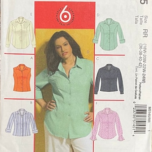Easy Womens Top Pattern, Button Front, McCalls 5145, UNCUT