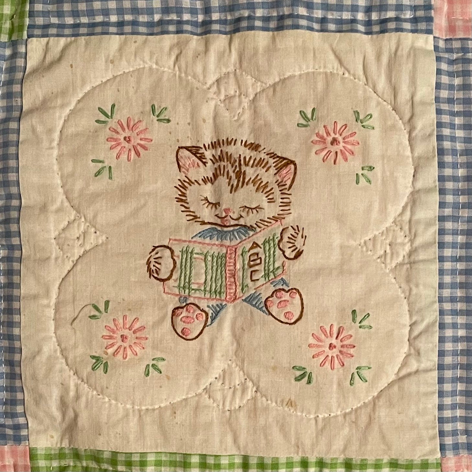 Vintage Handmade Pink and Blue Childs Quilt - Etsy