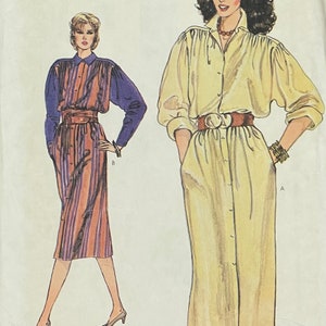 Easy Loose Fitting A Line Button Front Dress Pattern, Vogue 8619, UNCUT
