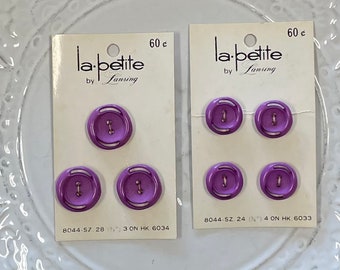 Vintage Purple Buttons on Original Card, La Petite, Made in Japan