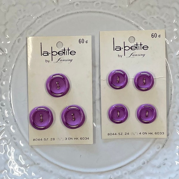 Vintage Purple Buttons on Original Card, La Petite, Made in Japan