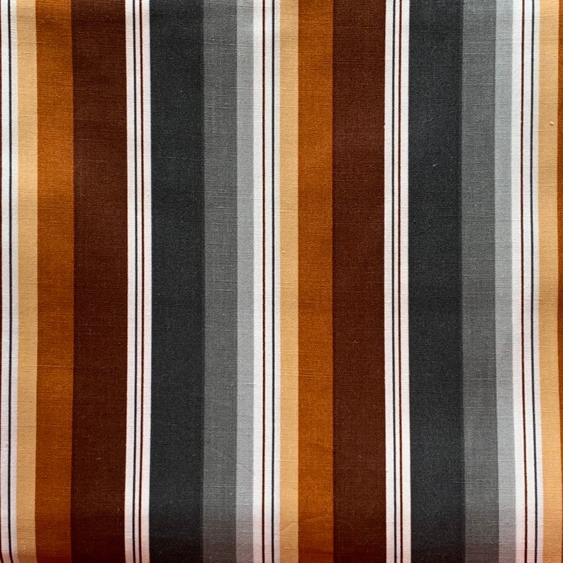Large Striped Cotton Fabric Brown Striped Cotton Fabric Quilting Fabric Vintage Stripe Fabric Gray Striped Fabric