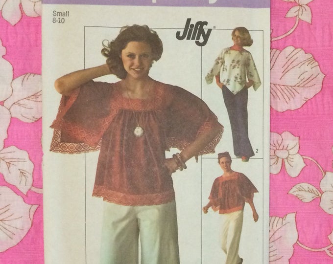 Vintage Angel Sleeve Top Pattern, 1970s Lace Trimmed, Simplicity 7569 ...