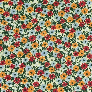 Yellow Calico Cotton Fabric By The Yard, Floral