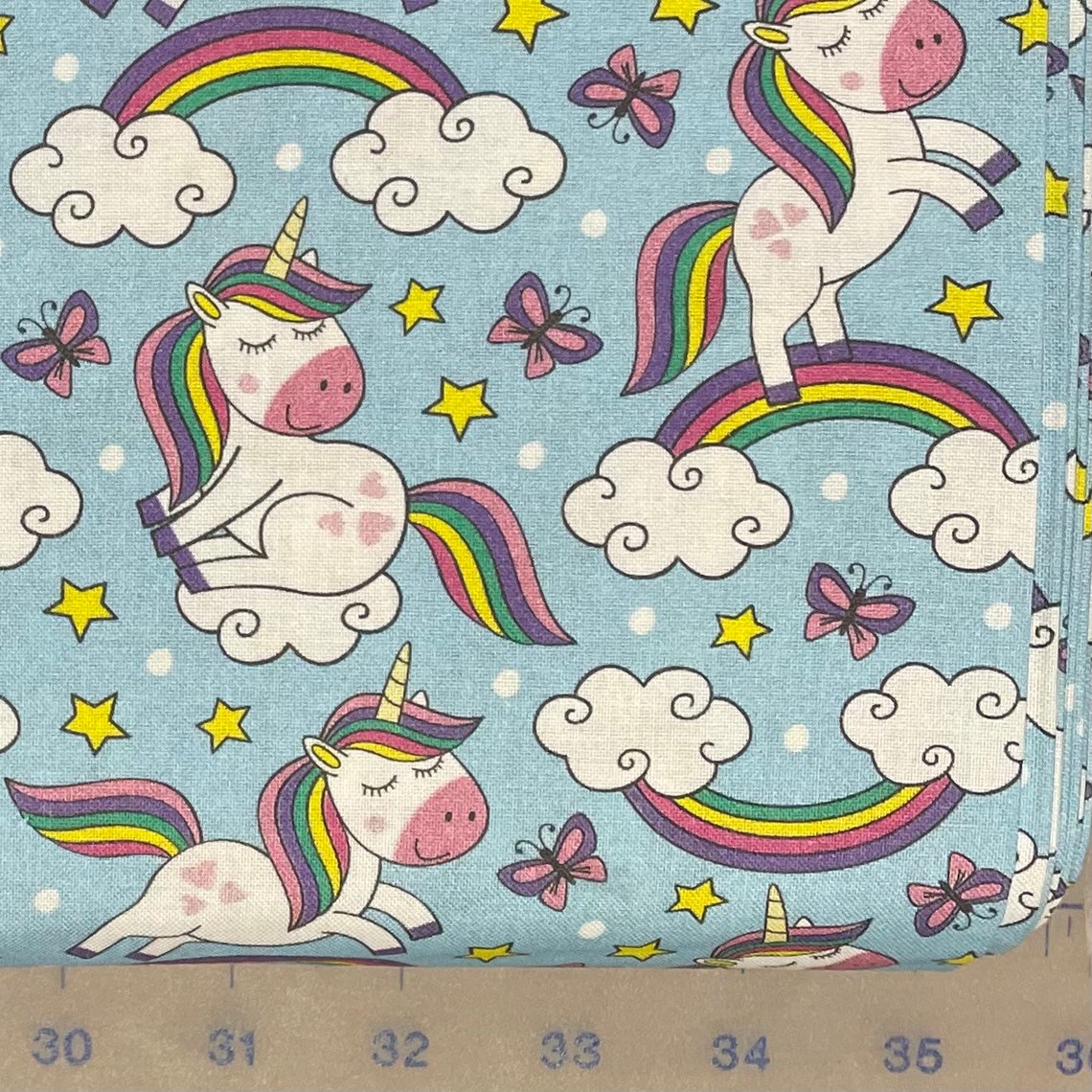 Rainbow Unicorn Cotton Fabric Digital Print - Etsy
