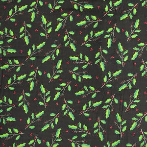 Christmas Holly and Berries Cotton Fabric
