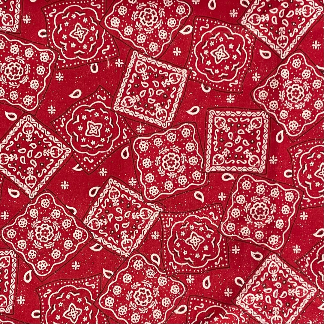 Red Paisley Bandana Cotton Fabric, Country Western, Glitter, Cowboy, Fabric Traditions Etsy