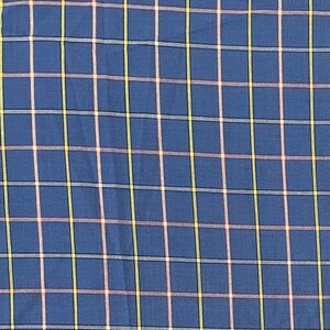 Vintage Blue Light Weight Plaid Fabric, Polyester