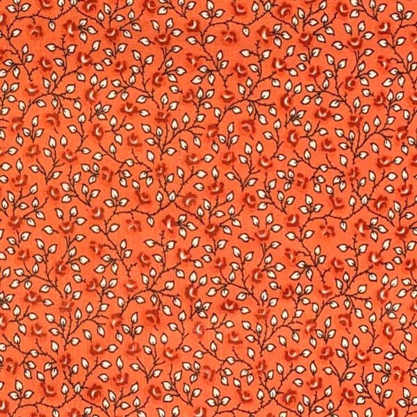 100% Cotton Orange Rose Calico Fabric By The Yard, Floral