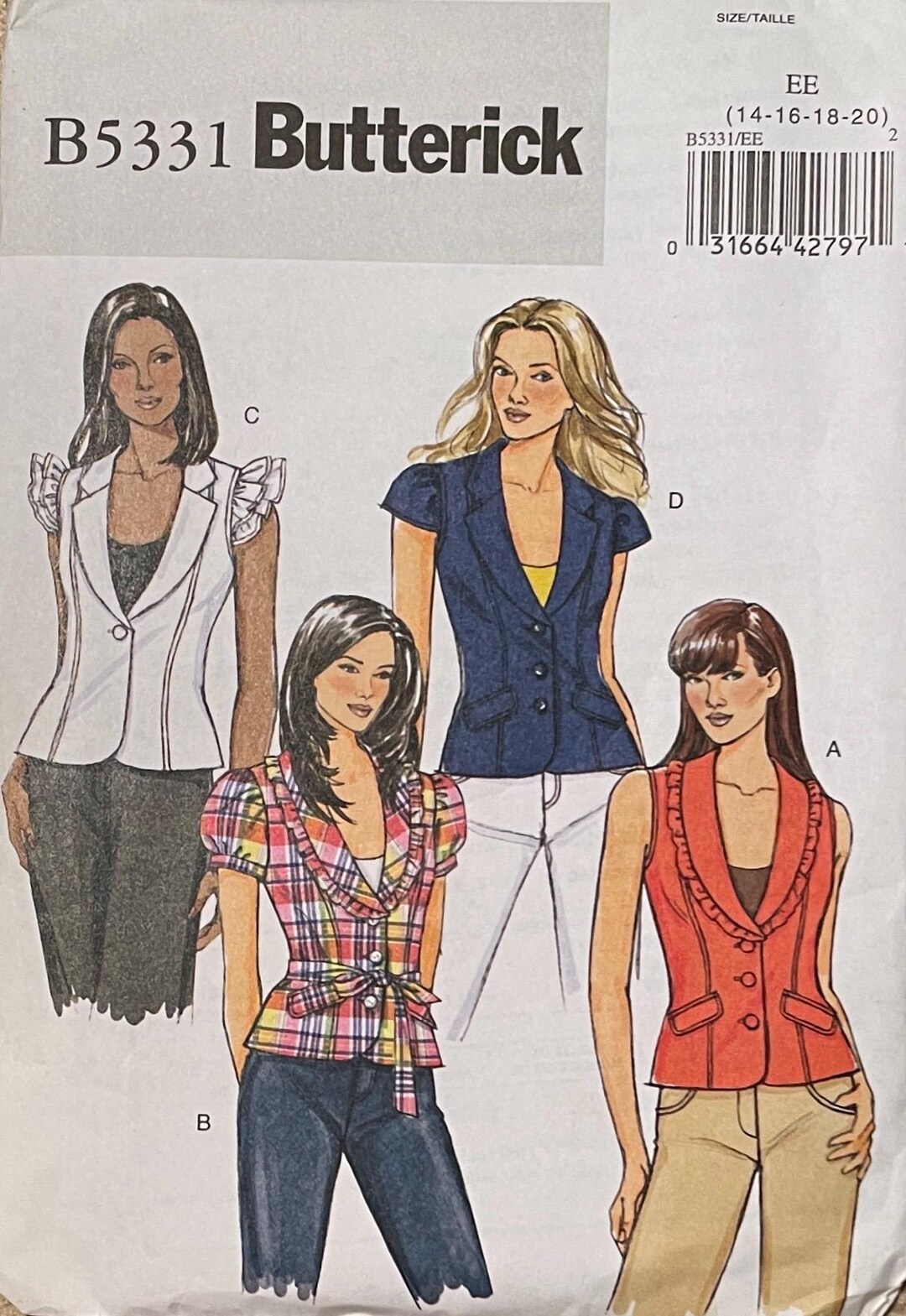 Misses Easy Unlined Vest and Jacket Pattern, Butterick 5331, UNCUT - Etsy