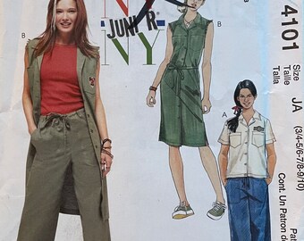Juniors Top, Dress, Belt And Pants Pattern, McCalls 4101, UNCUT